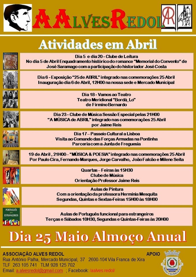Calendário Abril - Associação Alves Redol