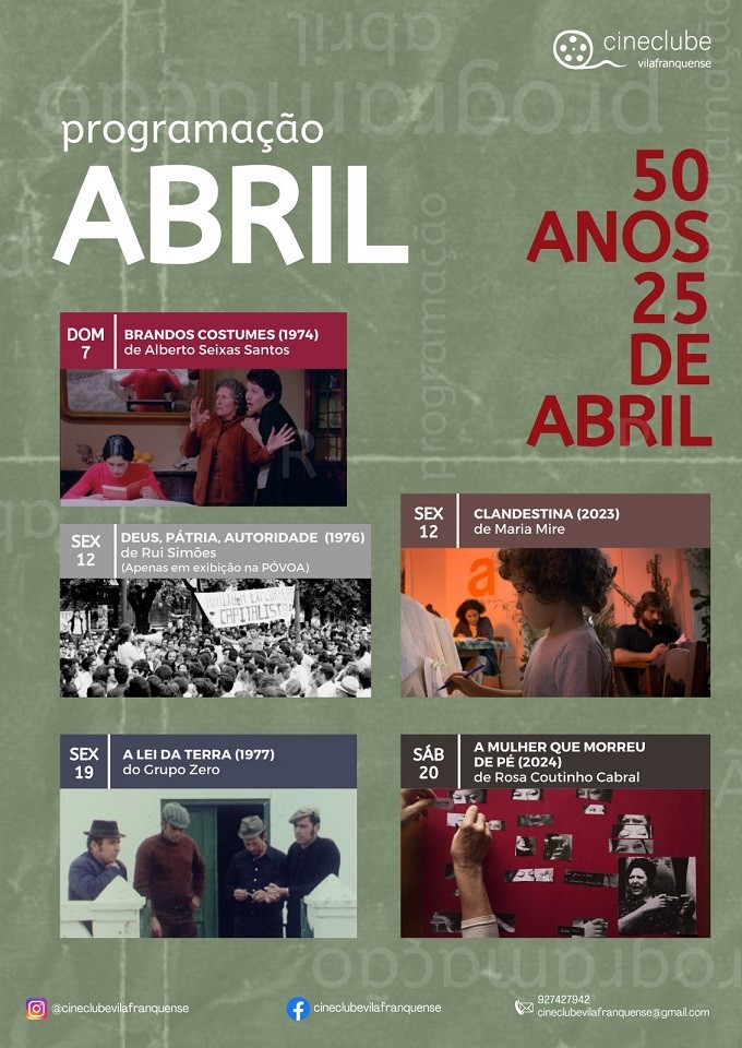 Programação de Abril no Cineclube Vilafranquense