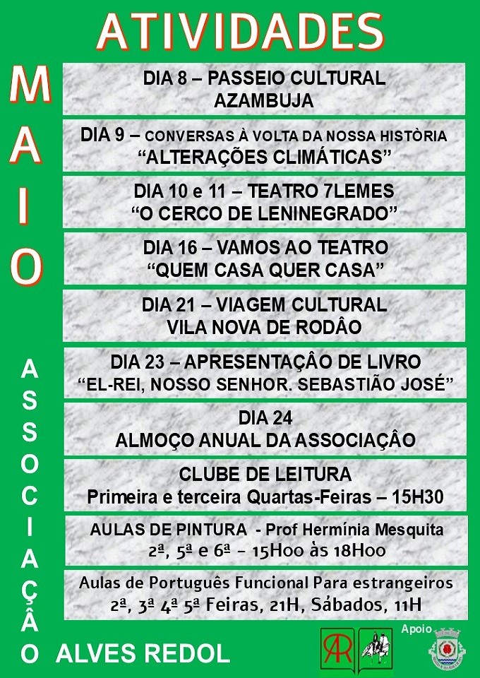 Atividades de Maio - Associação Alves Redol