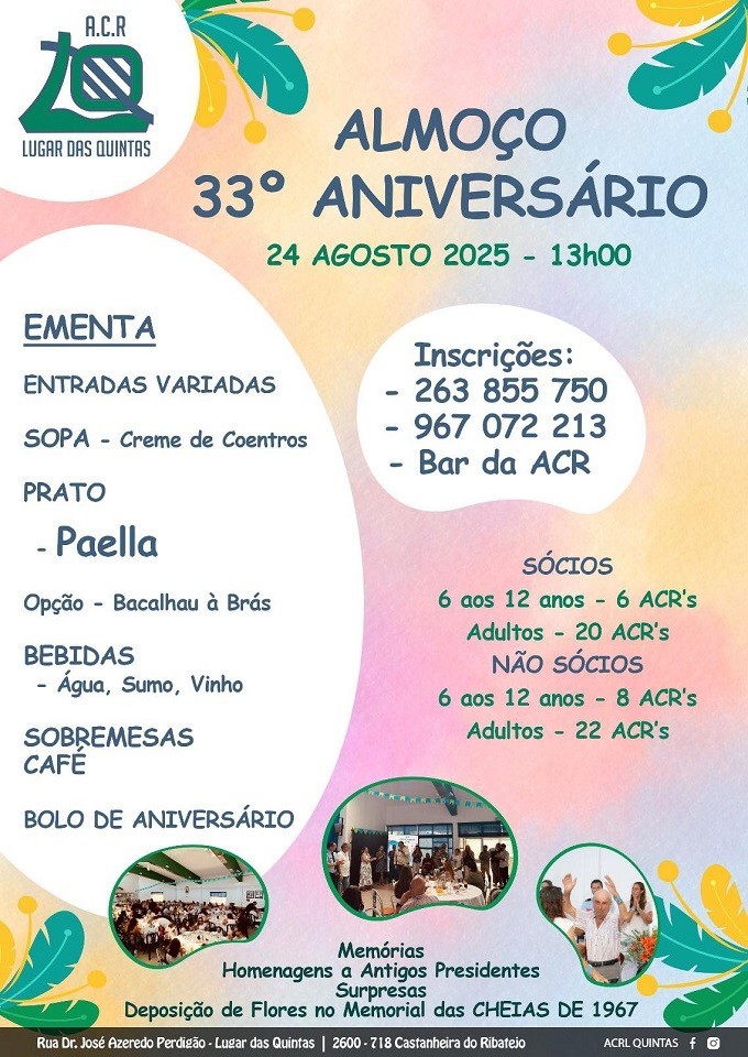 Almoço do 33º Aniversário da ACR Lugar das Quintas