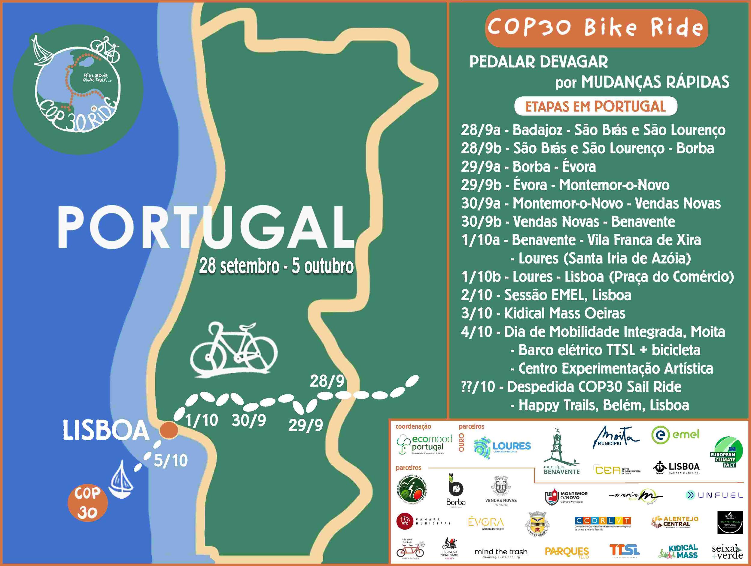 COP30 Pedalar e Velejar passa por Vila Franca de Xira a 1 de outubro de 2025